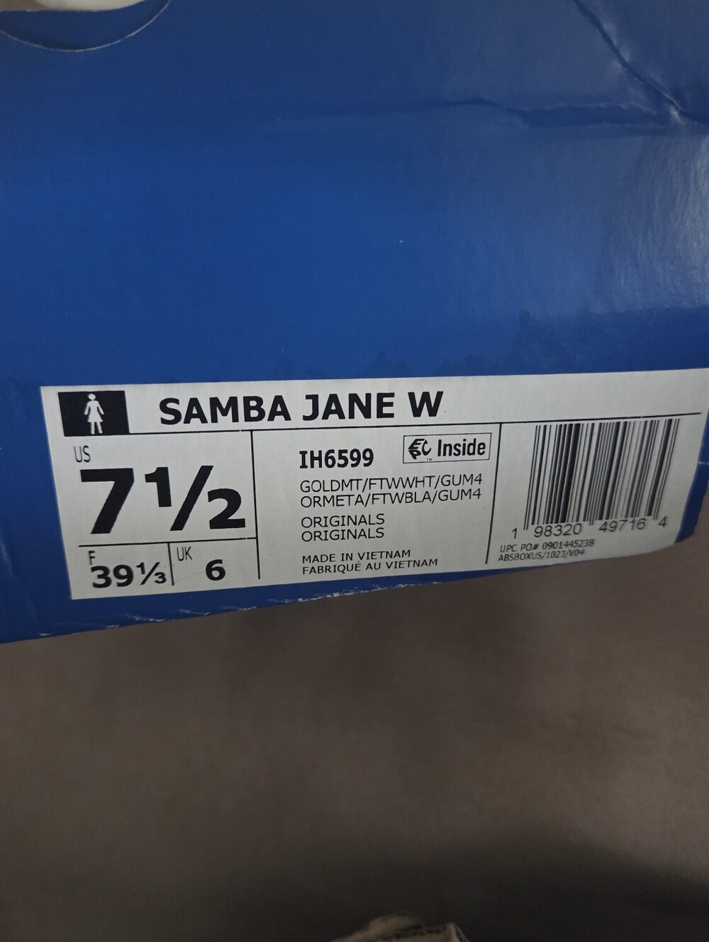 ADIDAS GOLD SAMBA JANE SNEAKER/SHOE - Picture 7 of 9